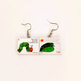 The Very Hungry Caterpillar book earrings