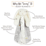 Buddy Blanket Bloom Bunny Grey 40cm - Bunnies By The Bay