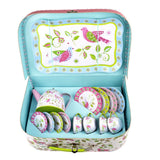 Bird Tin Tea Set in Suitcase