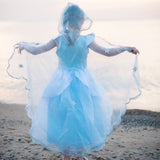 Blue & Silver Snow Queen  Hooded Cape size 3-4 - Great Pretenders