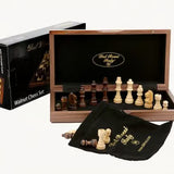 Chess Set Folding Walnut Inlaid 12inch/30cm - Dal Rossi