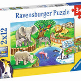 Animals in the Zoo 2x12pc Puzzles - Ravenburger